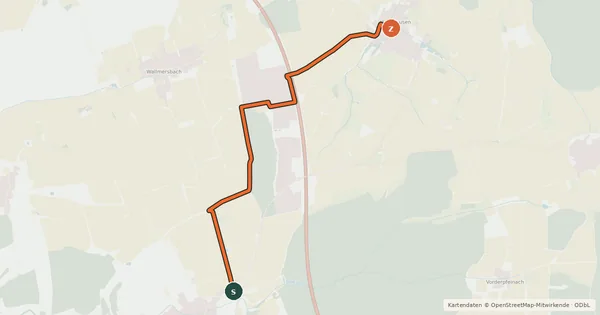 Kartenübersicht der Radroute Langensteinach - Welbhausen
