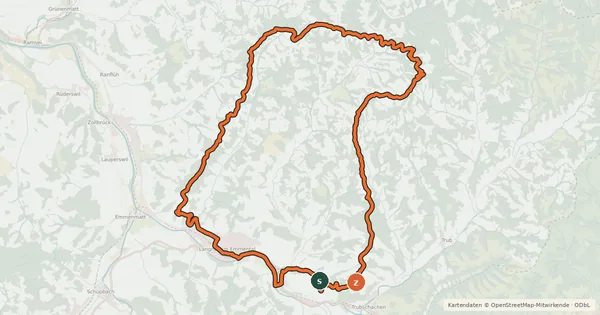 Kartenübersicht der Radroute Langnau-Lüderenalp-Loop