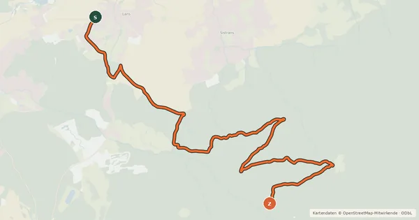 Kartenübersicht der Radroute Lanseralm