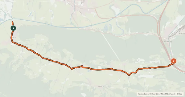 Kartenübersicht der Radroute Lassing Radweg