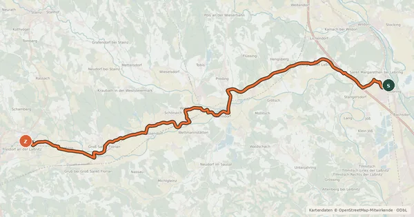 Kartenübersicht der Radroute Laßnitztalradweg