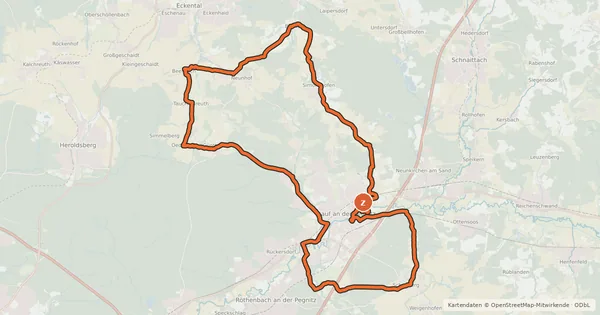 Kartenübersicht der Radroute Laufer Radrundweg