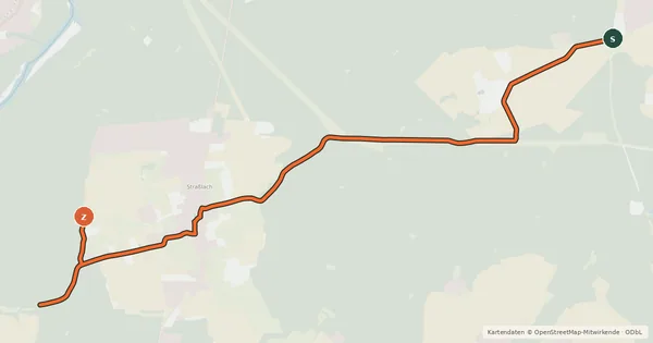 Kartenübersicht der Radroute Laufzorn - Straßlach