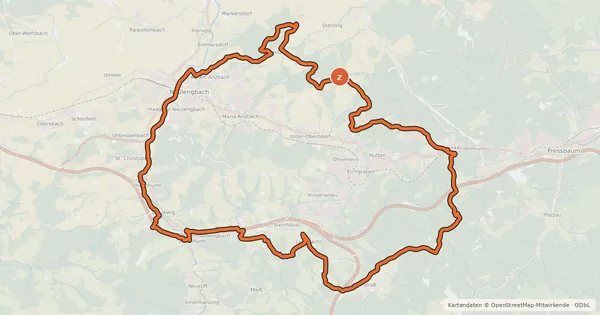 Kartenübersicht der Radroute Laurenzistrecke