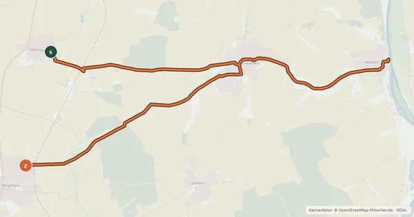 Kartenübersicht der Radroute LCN Schwanfeld, Wipfeld, Opferbaum, Bergtheim
