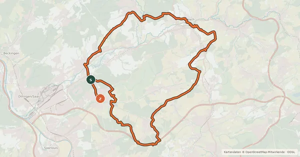 Kartenübersicht der Radroute Lebacher Runde