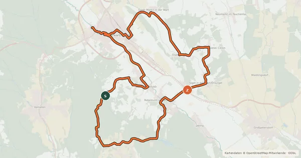 Kartenübersicht der Radroute Lebenswartweg Oberwart
