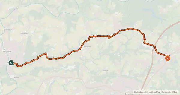 Kartenübersicht der Radroute Leichlingen (09) - Burscheid (15)