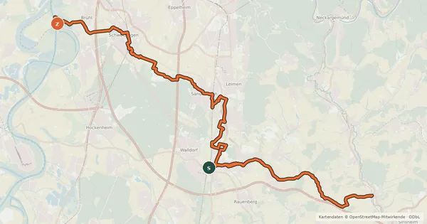 Kartenübersicht der Radroute Leimbachroute