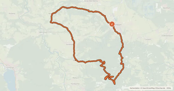 Kartenübersicht der Radroute Leitzachtal - Jenbachtal - Auerberg