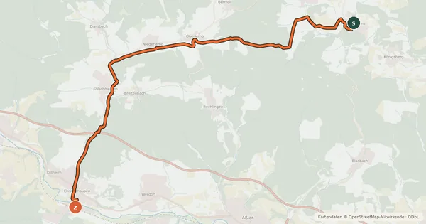Kartenübersicht der Radroute Lemptalradweg
