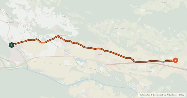 Kartenübersicht der Radroute Lendorferweg