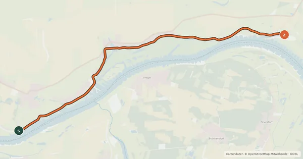 Kartenübersicht der Radroute Lenzen-Elbtalaue (03) - Lenzen-Elbtalaue (04)