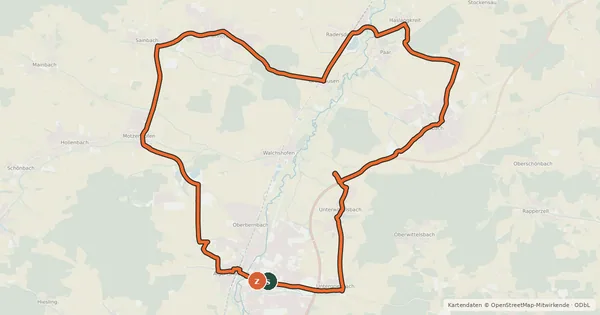 Kartenübersicht der Radroute Leonharditour