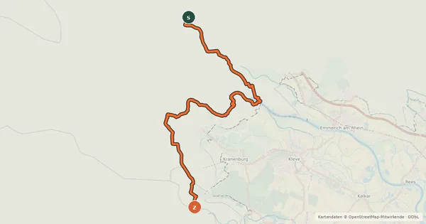 Kartenübersicht der Radroute LF3 Maasroute
