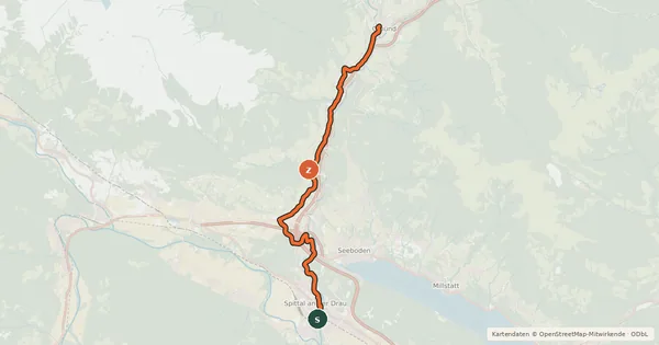 Kartenübersicht der Radroute Lieserweg