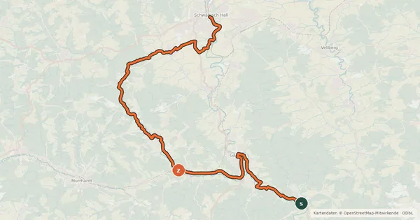 Kartenübersicht der Radroute Limpurg-Tour