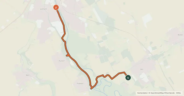 Kartenübersicht der Radroute Linnich (19) - Linnich (21)