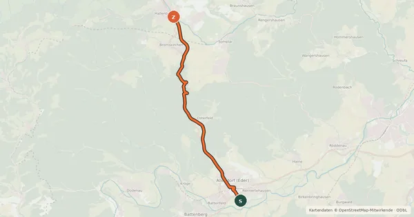 Kartenübersicht der Radroute Linspherradweg