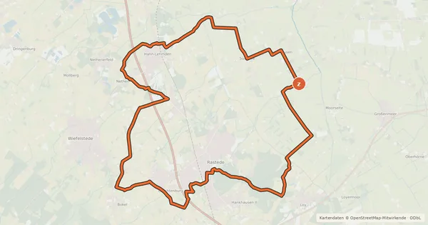 Kartenübersicht der Radroute Lions Club Rastede Rundweg