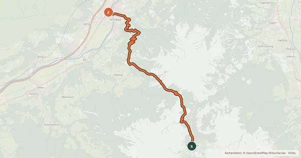 Kartenübersicht der Radroute Loassattel - Hochfügen