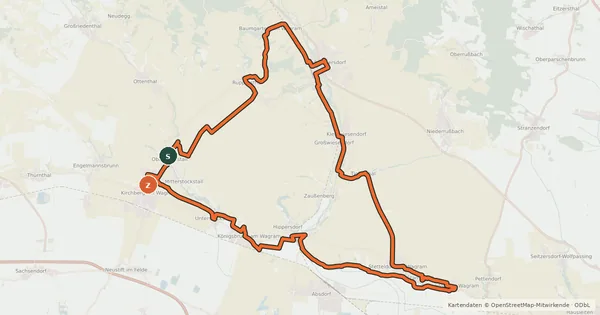 Kartenübersicht der Radroute Löss Tour