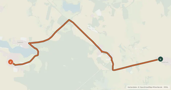 Kartenübersicht der Radroute Löwenberger Land (15) - Vielitzsee (72)