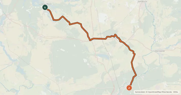 Kartenübersicht der Radroute Löwenberger-Land-Radweg