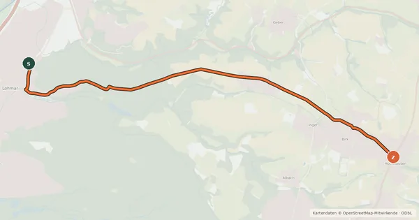 Kartenübersicht der Radroute Lohmar (04) - Lohmar Hochhausen (41)