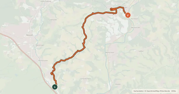 Kartenübersicht der Radroute Lohmar Bach (33) - Lohmar Agger (36)