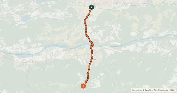 Kartenübersicht der Radroute Loiblweg