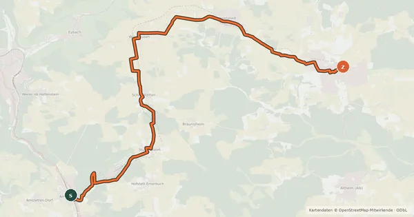 Kartenübersicht der Radroute Lokalbahnradweg