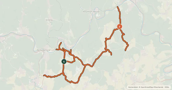 Kartenübersicht der Radroute Lokales Radwegenetz Rhein-Neckar-Kreis Ost