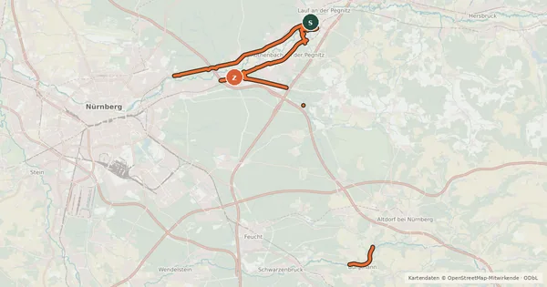 Kartenübersicht der Radroute Lokalnetzwerk Nürnberger Land