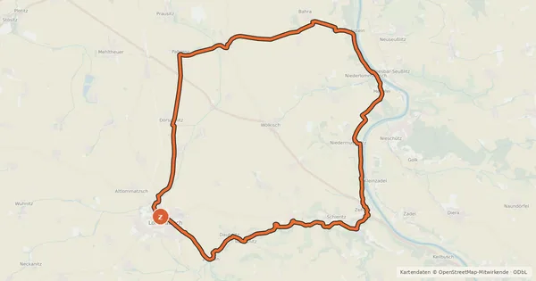 Kartenübersicht der Radroute Lommatzscher Rundweg