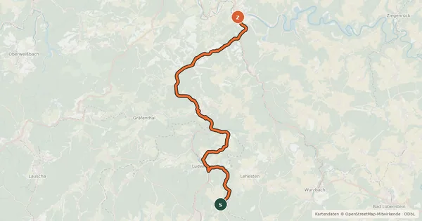 Kartenübersicht der Radroute Loquitz-Radweg