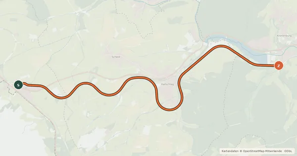 Kartenübersicht der Radroute Losheim (28) - Kronenburg (80)