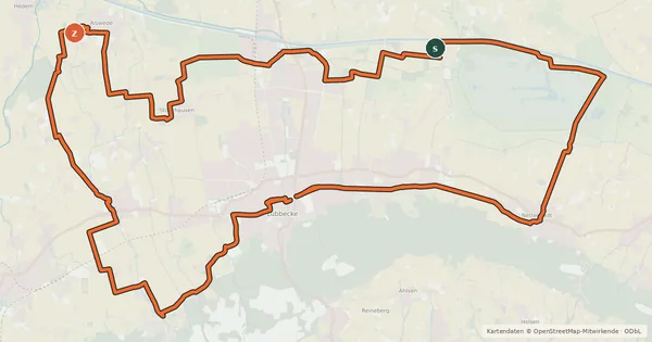 Kartenübersicht der Radroute Lübbecker Landweg