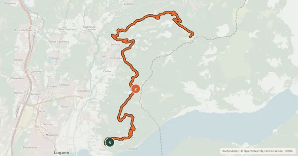 Kartenübersicht der Radroute Lugano Bike Tappa 1