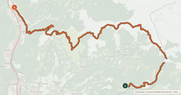 Kartenübersicht der Radroute Lugano Bike Tappa 2