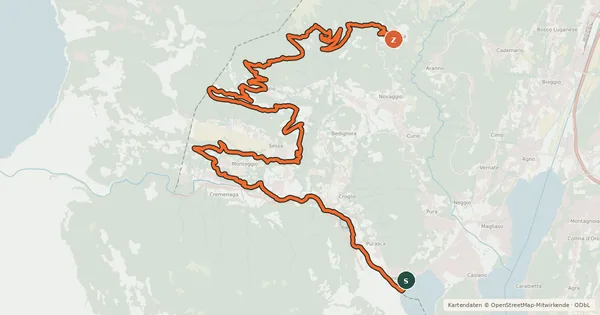 Kartenübersicht der Radroute Lugano Bike Tappa 4
