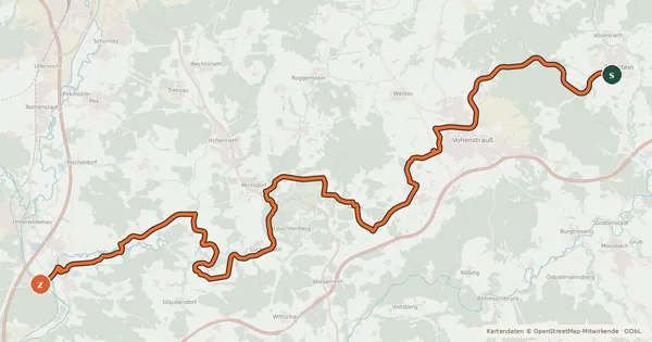 Kartenübersicht der Radroute Luhe-Lerau-Radweg
