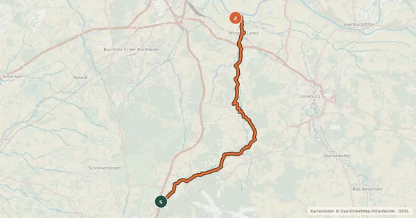 Kartenübersicht der Radroute Luhe-Radweg