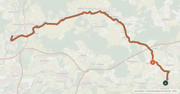 Kartenübersicht der Radroute Lumda-Radweg