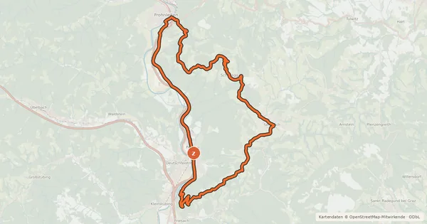 Kartenübersicht der Radroute Lurgrotten Tour