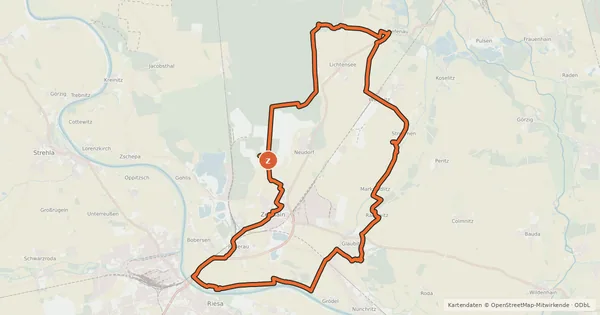 Kartenübersicht der Radroute Lustlager-Rundweg