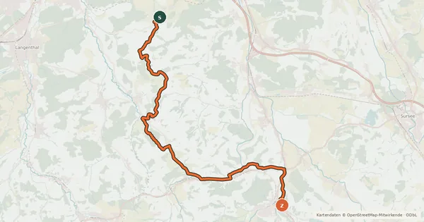 Kartenübersicht der Radroute Luzerner Hinterland-Rigi