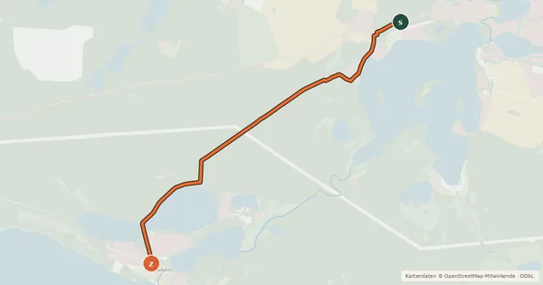 Kartenübersicht der Radroute Lychen (44) - Fürstenberg (53)
