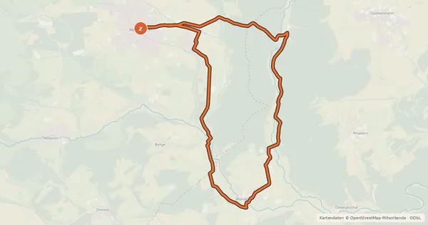 Kartenübersicht der Radroute M3 - Durch das Aar- und Orketal