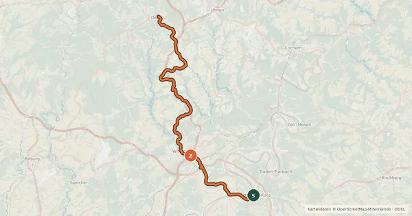 Kartenübersicht der Radroute Maare-Mosel-Radweg